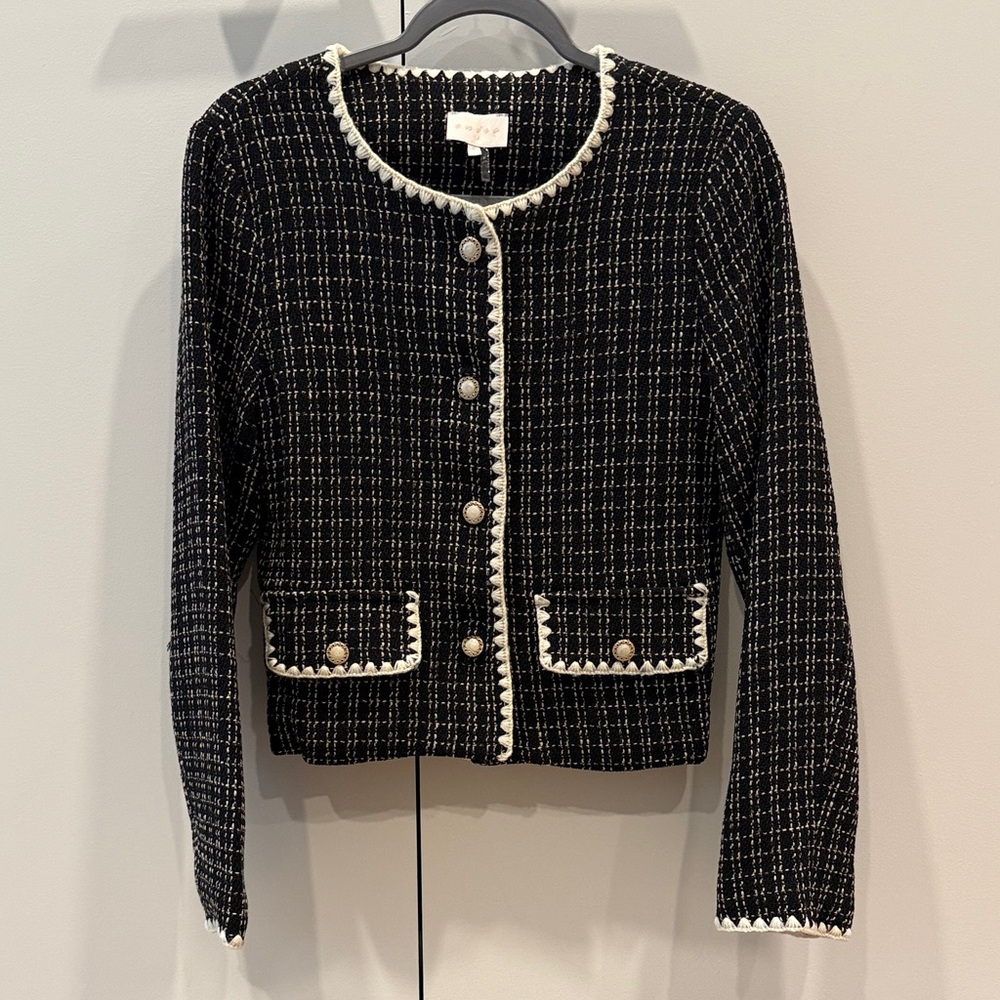 Entro Black and White Tweed Blazer
